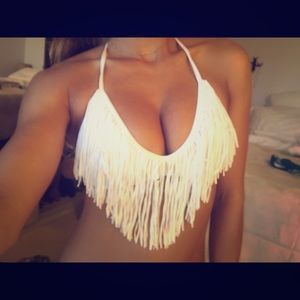 L*Space white fringe top